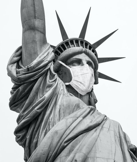 masked statue of liberty